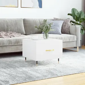 vidaXL Table basse blanc 50x50x40 cm bois d'ingénierie pas cher