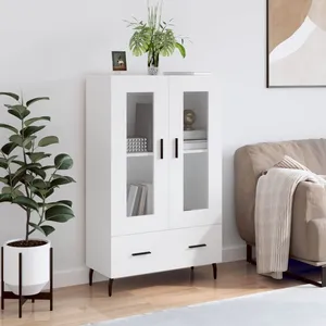vidaXL Buffet haut blanc 69,5x31x115 cm bois d'ingénierie pas cher