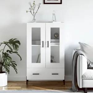 vidaXL Buffet haut blanc 69,5x31x115 cm bois d'ingénierie pas cher