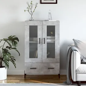 vidaXL Buffet haut gris béton 69,5x31x115 cm bois d'ingénierie pas cher