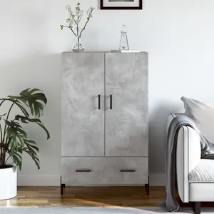 vidaXL Buffet haut gris béton 69,5x31x115 cm bois d'ingénierie pas cher