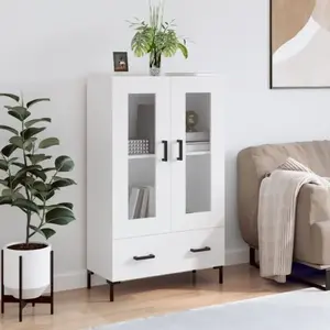 vidaXL Buffet haut blanc 69,5x31x115 cm bois d'ingénierie pas cher