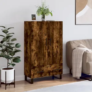 vidaXL Buffet haut chêne fumé 69,5x31x115 cm bois d'ingénierie pas cher