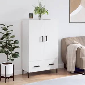 vidaXL Buffet haut blanc 69,5x31x115 cm bois d'ingénierie pas cher