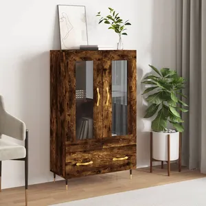 vidaXL Buffet haut chêne fumé 69,5x31x115 cm bois d'ingénierie pas cher