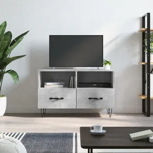 vidaXL Meuble TV Gris béton 80x36x50 cm Bois d'ingénierie pas cher
