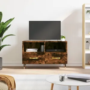 vidaXL Meuble TV Chêne fumé 80x36x50 cm Bois d'ingénierie pas cher