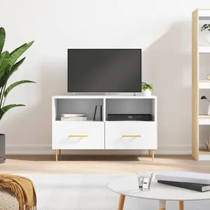 vidaXL Meuble TV Blanc 80x36x50 cm Bois d'ingénierie pas cher