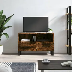 vidaXL Meuble TV Chêne fumé 80x36x50 cm Bois d'ingénierie pas cher