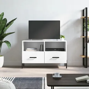 vidaXL Meuble TV Blanc 80x36x50 cm Bois d'ingénierie pas cher