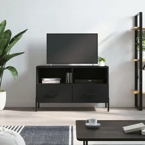 vidaXL Meuble TV Noir 80x36x50 cm Bois d'ingénierie pas cher