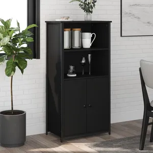 vidaXL Buffet haut noir 62x36x121,5 cm bois d'ingénierie pas cher