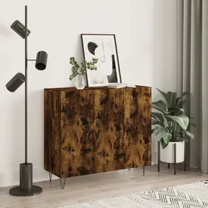 Non communiqué vidaXL Buffet chêne fumé 90x34x80 cm bois d'ingénierie pas cher