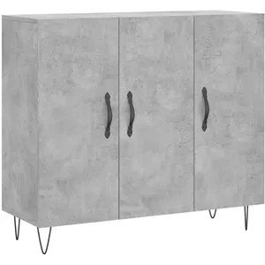 vidaXL Buffet gris béton 90x34x80 cm bois d'ingénierie