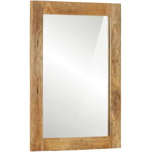 Miroir De Bain 50x70x2,5 Cm Bois De Manguier Massif Et Verre Vidaxl pas cher