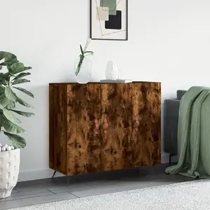 vidaXL Buffet chêne fumé 90x34x80 cm bois d'ingénierie pas cher