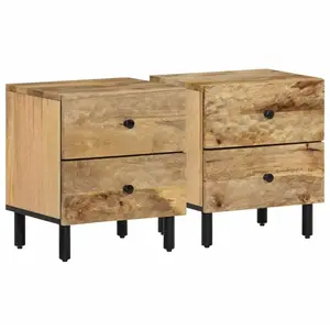 vidaXL Tables de chevet 2 pcs 40x33x46 cm Bois de manguier solide pas cher