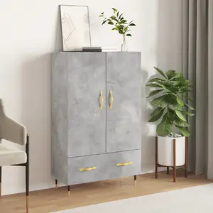 vidaXL Buffet haut gris béton 69,5x31x115 cm bois d'ingénierie pas cher