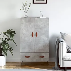 vidaXL Buffet haut gris béton 69,5x31x115 cm bois d'ingénierie pas cher