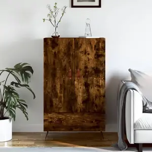 vidaXL Buffet haut chêne fumé 69,5x31x115 cm bois d'ingénierie pas cher