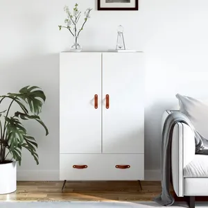 vidaXL Buffet haut blanc 69,5x31x115 cm bois d'ingénierie pas cher