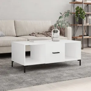 vidaXL Table basse blanc 102x50x40 cm bois d'ingénierie pas cher