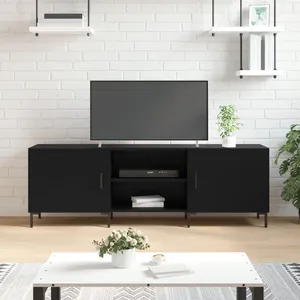 vidaXL Meuble TV noir 150x30x50 cm bois d'ingénierie