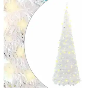 vidaXL Sapin de Noël artificiel escamotable 50 LED blanc 120 cm pas cher