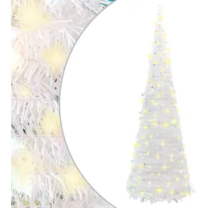 vidaXL vidaXL Sapin de No?l artificiel escamotable 100 LED blanc 150 cm pas cher