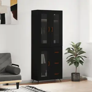 vidaXL Buffet haut Noir 69,5x34x180 cm Bois d'ingénierie pas cher