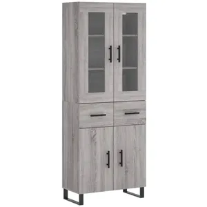 vidaXL Buffet haut Sonoma gris 69,5x34x180 cm Bois d'ingénierie pas cher