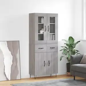 vidaXL Buffet haut Sonoma gris 69,5x34x180 cm Bois d'ingénierie pas cher