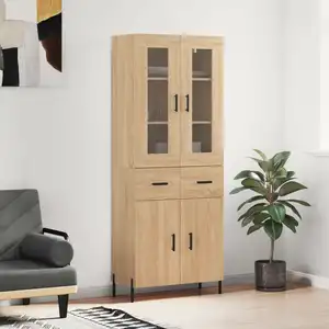 VIDAXL Buffet haut Chêne sonoma 69,5x34x180 cm Bois d'ingénierie pas cher