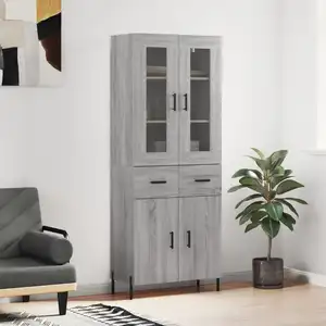 vidaXL Buffet haut Sonoma gris 69,5x34x180 cm Bois d'ingénierie pas cher
