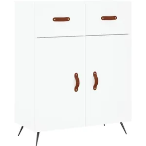 vidaXL Buffet haut Blanc 69,5x34x180 cm Bois d'ingénierie pas cher