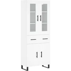 Comparateur de prix : vidaXL Buffet haut Blanc 69,5x34x180 cm Bois d'ingénierie