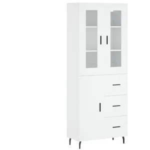 vidaXL Buffet haut Blanc 69,5x34x180 cm Bois d'ingénierie pas cher