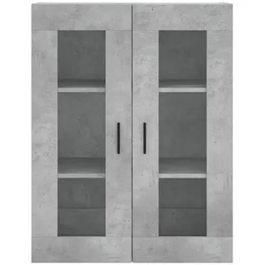 vidaXL Buffet haut Gris béton 69,5x34x180 cm Bois d'ingénierie pas cher