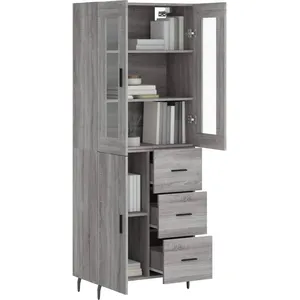 vidaXL Buffet haut Sonoma gris 69,5x34x180 cm Bois d'ingénierie
