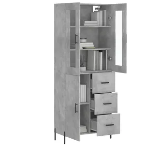 vidaXL Buffet haut Gris béton 69,5x34x180 cm Bois d'ingénierie pas cher