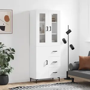 vidaXL Buffet haut Blanc 69,5x34x180 cm Bois d'ingénierie pas cher