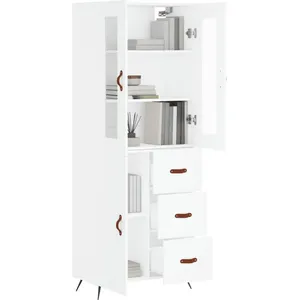 vidaXL Buffet haut Blanc 69,5x34x180 cm Bois d'ingénierie pas cher