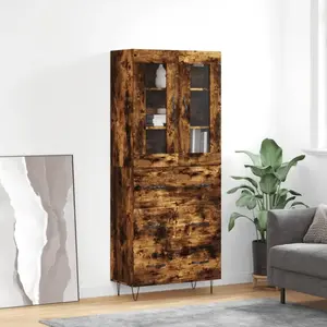 vidaXL Highboard chêne fumé 69,5x34x180 cm bois composite pas cher