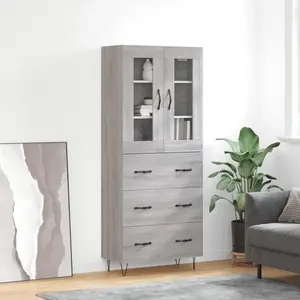 vidaXL Highboard Gris Sonoma 69,5x34x180 cm Matériau dérivé du bois pas cher