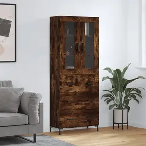 vidaXL Buffet haut Chêne fumé 69,5x34x180 cm Bois d'ingénierie pas cher