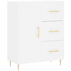 vidaXL Buffet haut Blanc 69,5x34x180 cm Bois d'ingénierie pas cher