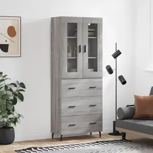 vidaXL Buffet haut Sonoma gris 69,5x34x180 cm Bois d'ingénierie pas cher