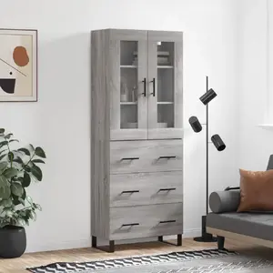vidaXL Buffet haut Sonoma gris 69,5x34x180 cm Bois d'ingénierie pas cher