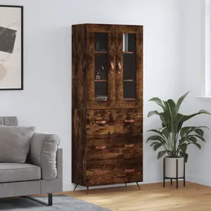 vidaXL Vidaxl Buffet Haut Chêne Fumé 69,5x34x180 Cm Bois D'ingénierie pas cher
