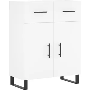 vidaXL Buffet haut Blanc 69,5x34x180 cm Bois d'ingénierie pas cher